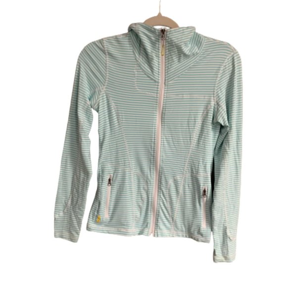 Lole Jackets & Blazers - Lole Essential X-Small Blue & White Stripe UPF 50 Full Zip Cardigan Jacket EUC